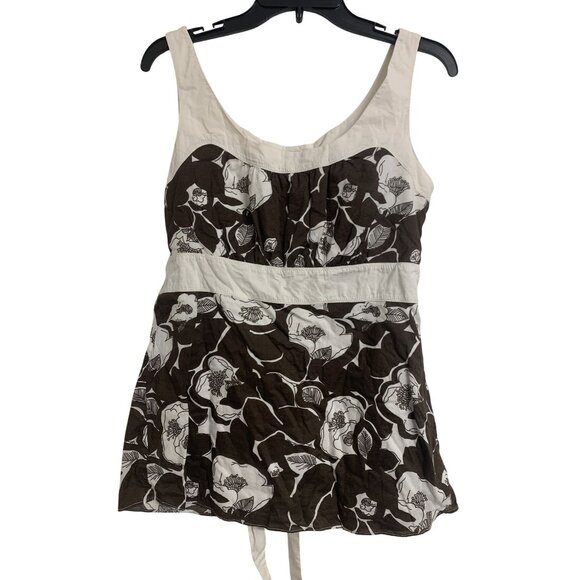 Harold's Tops - Harolds Cotton Floral Empire Waist Sleeveless Top Size M